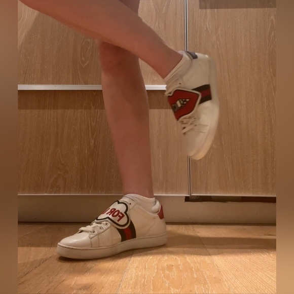Gucci Wmns Ace 'Blind for Love' White Sneakers 9.5sz - Picture 3 of 9